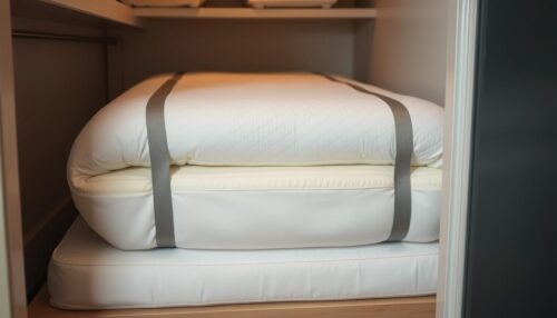 Storing mattress topper