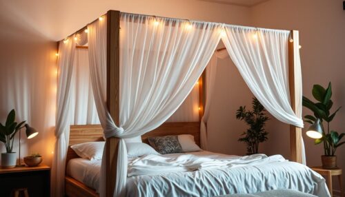 What is the difference between a canopy and a four-poster bed?